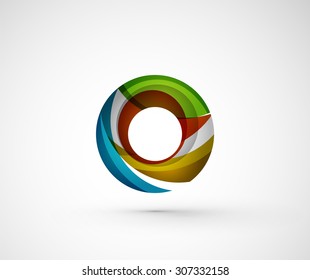 Abstract geometric company logo ring, circle. Vector illustration of universal shape concept made of various wave overlapping elements