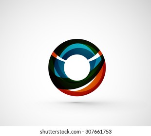 Resumen del anillo del logo de la compañía geométrica, círculo. Ilustración vectorial del concepto de forma universal hecho de varios elementos superpuestos de ondas