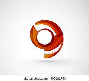 Resumen del anillo del logo de la compañía geométrica, círculo. Ilustración vectorial del concepto de forma universal hecho de varios elementos superpuestos de ondas
