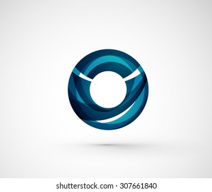 Abstract geometric company logo ring, circle. Vector illustration of universal shape concept made of various wave overlapping elements