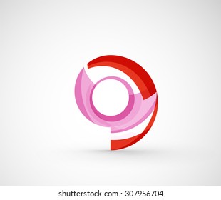 Abstract geometric company logo ring, circle. Vector illustration of universal shape concept made of various wave overlapping elements