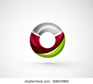 Anel geométrico abstrato do logotipo da empresa, círculo. Ilustração vetorial do conceito de forma universal feita de vários elementos sobrepostos de onda