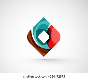 Abstract geometric company logo square, rhomb. Vector illustration of universal shape concept made of various wave overlapping elements