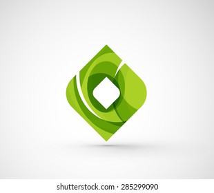 Resumen del cuadrado del logotipo de la compañía geométrica, ræ. Ilustración vectorial del concepto de forma universal hecho de varios elementos superpuestos de ondas