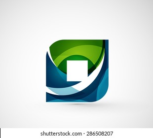 Abstract geometric company logo square, rhomb. Vector illustration of universal shape concept made of various wave overlapping elements