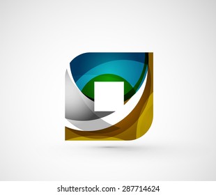 Abstract geometric company logo square, rhomb. Vector illustration of universal shape concept made of various wave overlapping elements