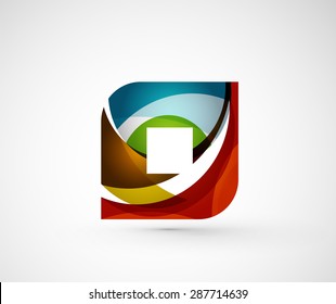 Abstract geometric company logo square, rhomb. Vector illustration of universal shape concept made of various wave overlapping elements