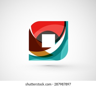 Abstract geometric company logo square, rhomb. Vector illustration of universal shape concept made of various wave overlapping elements
