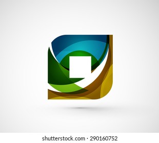 Resumen del cuadrado del logotipo de la compañía geométrica, ræ. Ilustración vectorial del concepto de forma universal hecho de varios elementos superpuestos de ondas