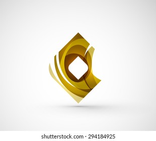 Abstract geometric company logo square, rhomb. Vector illustration of universal shape concept made of various wave overlapping elements