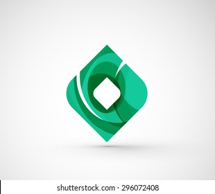 Resumen del cuadrado del logotipo de la compañía geométrica, ræ. Ilustración vectorial del concepto de forma universal hecho de varios elementos superpuestos de ondas