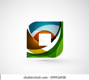 Abstract geometric company logo square, rhomb. Vector illustration of universal shape concept made of various wave overlapping elements