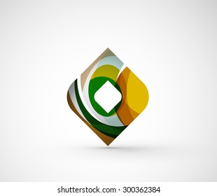 Abstract geometric company logo square, rhomb. Vector illustration of universal shape concept made of various wave overlapping elements