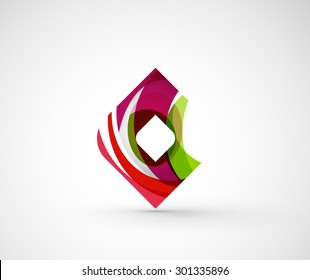 Abstract geometric company logo square, rhomb. Vector illustration of universal shape concept made of various wave overlapping elements