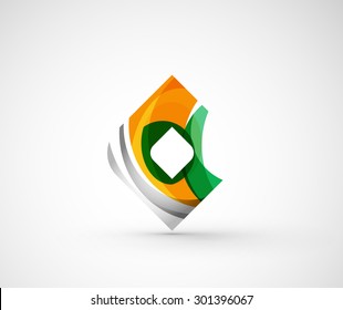 Abstract geometric company logo square, rhomb. Vector illustration of universal shape concept made of various wave overlapping elements