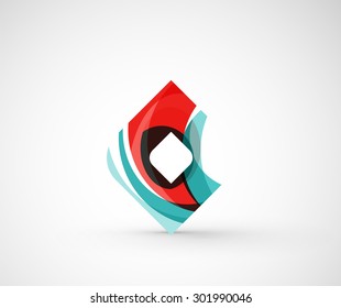 Resumen del cuadrado del logotipo de la compañía geométrica, ræ. Ilustración vectorial del concepto de forma universal hecho de varios elementos superpuestos de ondas