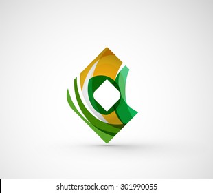 Abstract geometric company logo square, rhomb. Vector illustration of universal shape concept made of various wave overlapping elements