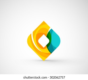 Abstract geometric company logo square, rhomb. Vector illustration of universal shape concept made of various wave overlapping elements