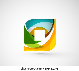 Abstract geometric company logo square, rhomb. Vector illustration of universal shape concept made of various wave overlapping elements
