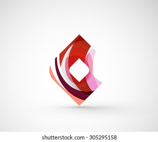 Resumen del cuadrado del logotipo de la compañía geométrica, ræ. Ilustración vectorial del concepto de forma universal hecho de varios elementos superpuestos de ondas