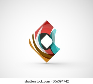 Abstract geometric company logo square, rhombus. Vector illustration of universal shape concept made of various wave overlapping elements