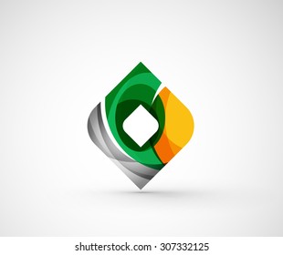 Abstract geometric company logo square, rhomb. Vector illustration of universal shape concept made of various wave overlapping elements
