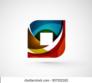 Abstrakter geometrischer Firmenlogo-Platz, rhomb. Vektorgrafik eines universellen Formkonzepts aus verschiedenen Elementen mit Wellenüberlagerung