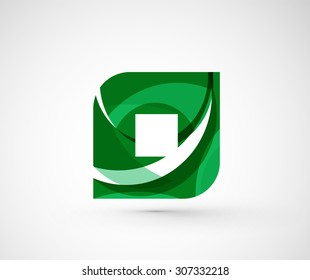 Abstract geometric company logo square, rhomb. Vector illustration of universal shape concept made of various wave overlapping elements