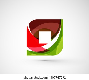 Resumen del cuadrado del logotipo de la compañía geométrica, ræ. Ilustración vectorial del concepto de forma universal hecho de varios elementos superpuestos de ondas