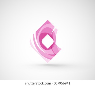 Abstract geometric company logo square, rhomb. Vector illustration of universal shape concept made of various wave overlapping elements