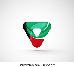 Abstract geometric company logo triangle, arrow. Vector illustration of universal shape concept made of various wave overlapping elements