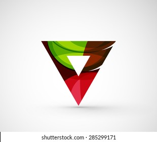 Abstract geometric company logo triangle, arrow. Vector illustration of universal shape concept made of various wave overlapping elements
