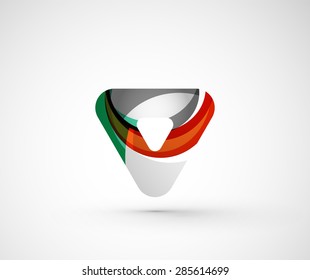 Abstract geometric company logo triangle, arrow. Vector illustration of universal shape concept made of various wave overlapping elements