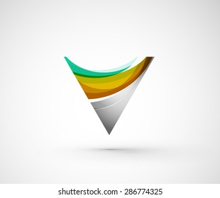 Abstract geometric company logo triangle, arrow. Vector illustration of universal shape concept made of various wave overlapping elements