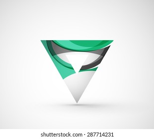 Abstract geometric company logo triangle, arrow. Vector illustration of universal shape concept made of various wave overlapping elements