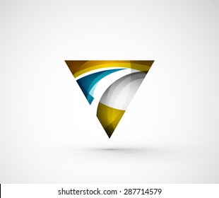 Abstract geometric company logo triangle, arrow. Vector illustration of universal shape concept made of various wave overlapping elements