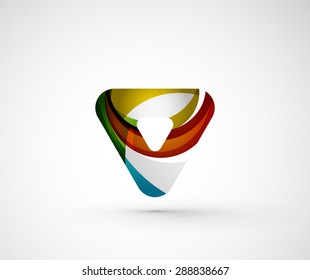 Abstract geometric company logo triangle, arrow. Vector illustration of universal shape concept made of various wave overlapping elements