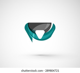 Abstract geometric company logo triangle, arrow. Vector illustration of universal shape concept made of various wave overlapping elements