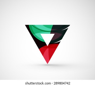 Abstract geometric company logo triangle, arrow. Vector illustration of universal shape concept made of various wave overlapping elements