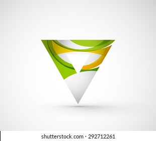 Abstract geometric company logo triangle, arrow. Vector illustration of universal shape concept made of various wave overlapping elements