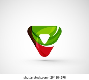 Abstract geometric company logo triangle, arrow. Vector illustration of universal shape concept made of various wave overlapping elements