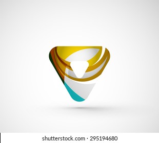 Abstract geometric company logo triangle, arrow. Vector illustration of universal shape concept made of various wave overlapping elements