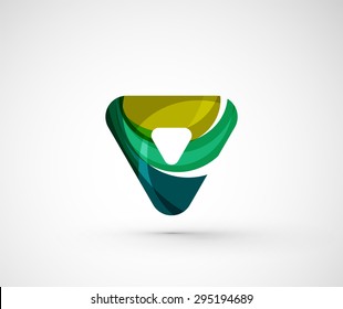Abstract geometric company logo triangle, arrow. Vector illustration of universal shape concept made of various wave overlapping elements