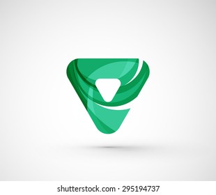 Abstract geometric company logo triangle, arrow. Vector illustration of universal shape concept made of various wave overlapping elements