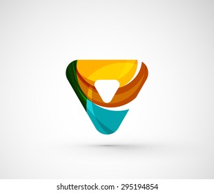 Abstract geometric company logo triangle, arrow. Vector illustration of universal shape concept made of various wave overlapping elements