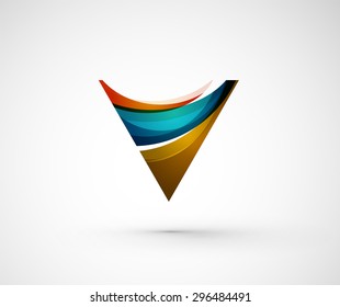 Abstract geometric company logo triangle, arrow. Vector illustration of universal shape concept made of various wave overlapping elements