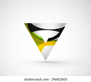 Abstract geometric company logo triangle, arrow. Vector illustration of universal shape concept made of various wave overlapping elements