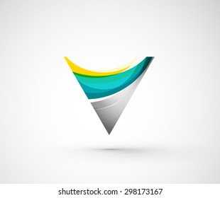Abstract geometric company logo triangle, arrow. Vector illustration of universal shape concept made of various wave overlapping elements