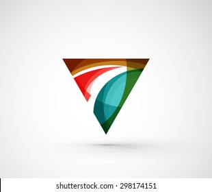 Abstract geometric company logo triangle, arrow. Vector illustration of universal shape concept made of various wave overlapping elements