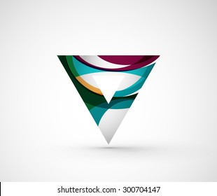 Abstract geometric company logo triangle, arrow. Vector illustration of universal shape concept made of various wave overlapping elements